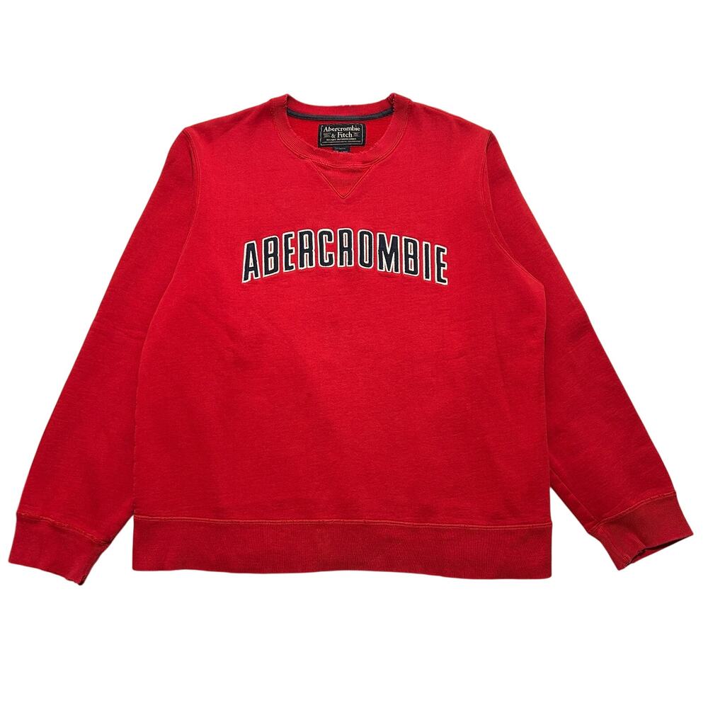 VTG Abercrombie & Fitch Spell Out Crewneck Pullover Sweater Men’s L Red